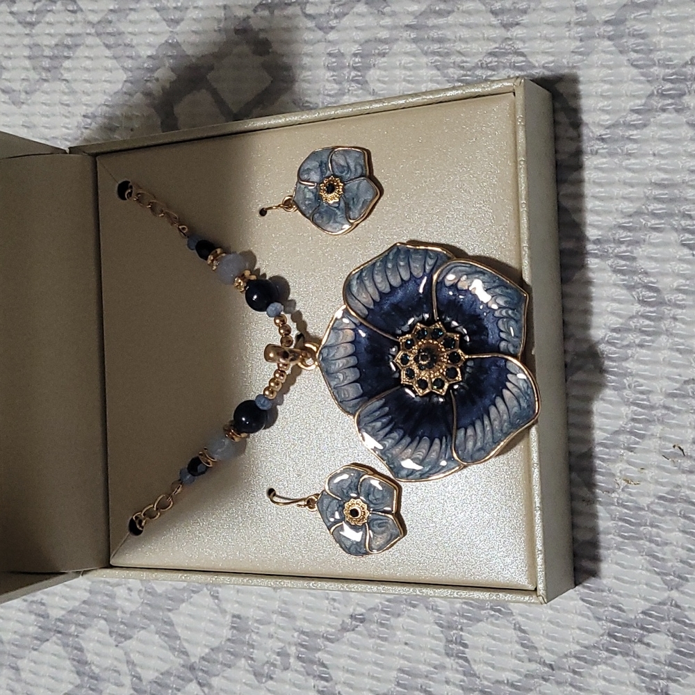 Necklace Set- Blue Flowers